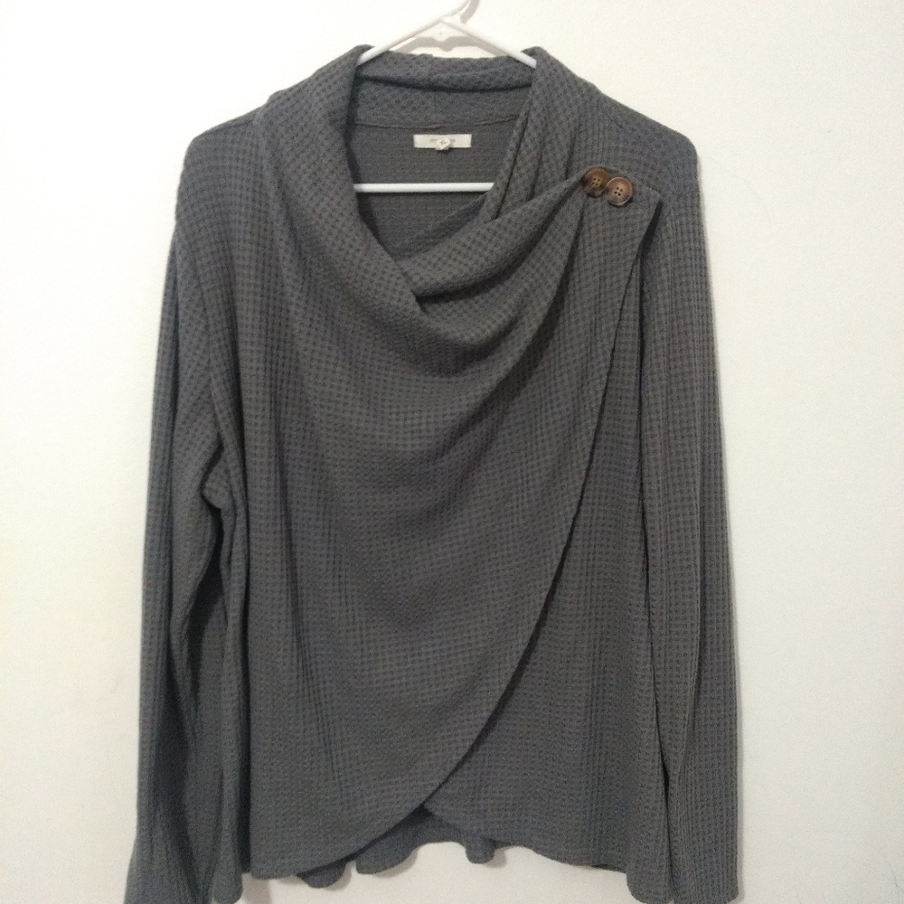 Waffle knit cardigan